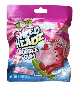 Kool-Aid Sour Shred Headz Gum Watermelon 2.12oz Peg Bag Tray 12ct
